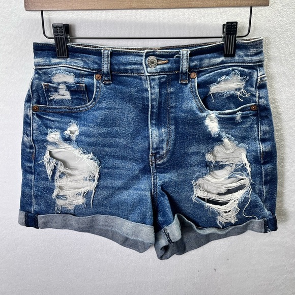 American Eagle Distressed Mom Short Shorts Womens 2 Denim Trashed Sunmer 2202 - Picture 1 of 9